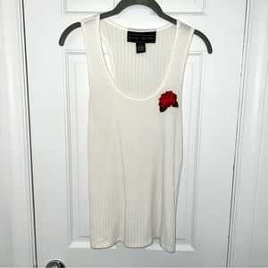 Embroidered rose tank top embroidery flower ribbed rib scoop neck racerback cami